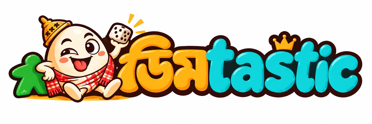 Approved Dimtastic logo: smiling egg mascot and bilingual wordmark